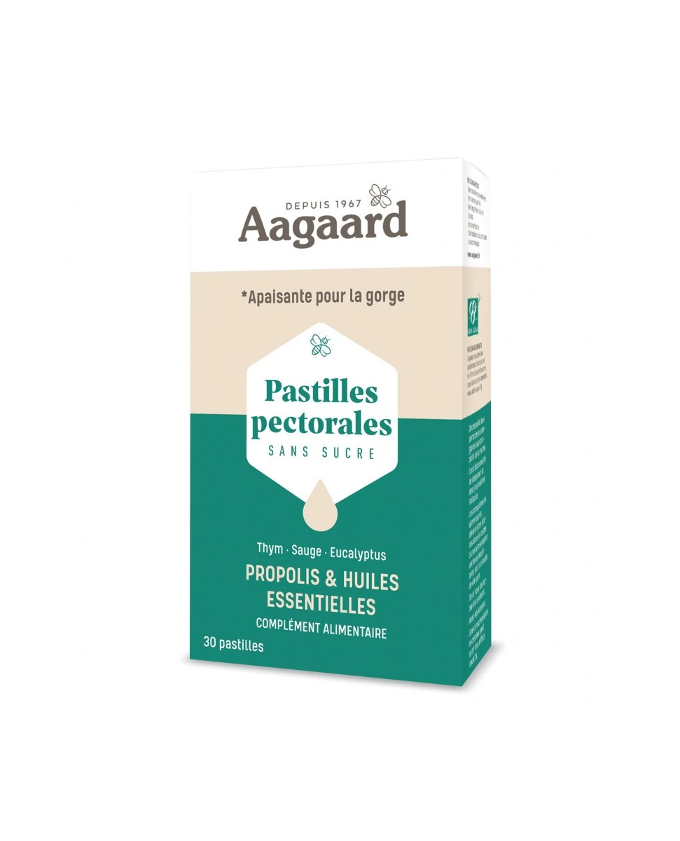Pastilles Pectorales Sans Sucre - 30 Pastilles - Aagaard Propolis
