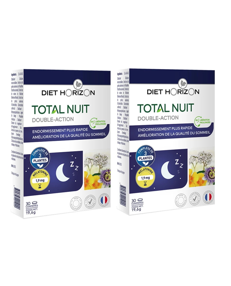 Lot de 2 Boites Total Nuit Double Action - 2x30 comprimés - Diet Horizon