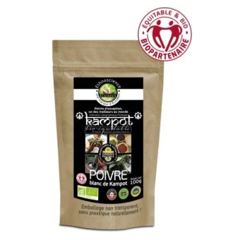 Poivre Blanc Kampot Recharge - 100g - Ecoidées
