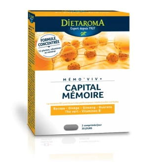 Memo'Viv + - Capital Mémoire - 60 Comprimés -  DIETAROMA