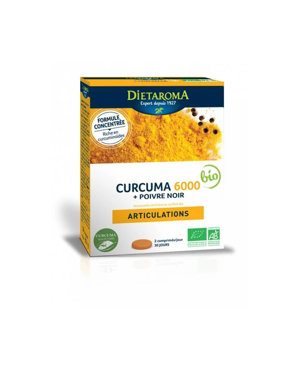 Curcuma 6000 & Poivre Noir BIO - 60 Comprimés -  DIETAROMA
