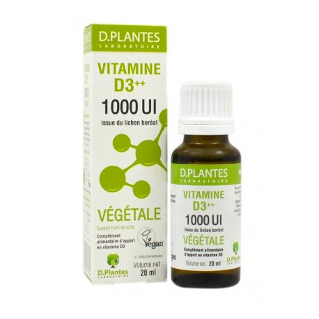 Vitamine D3++ Végétale 1000UI - Compte Gouttes 20ml - D.Plantes