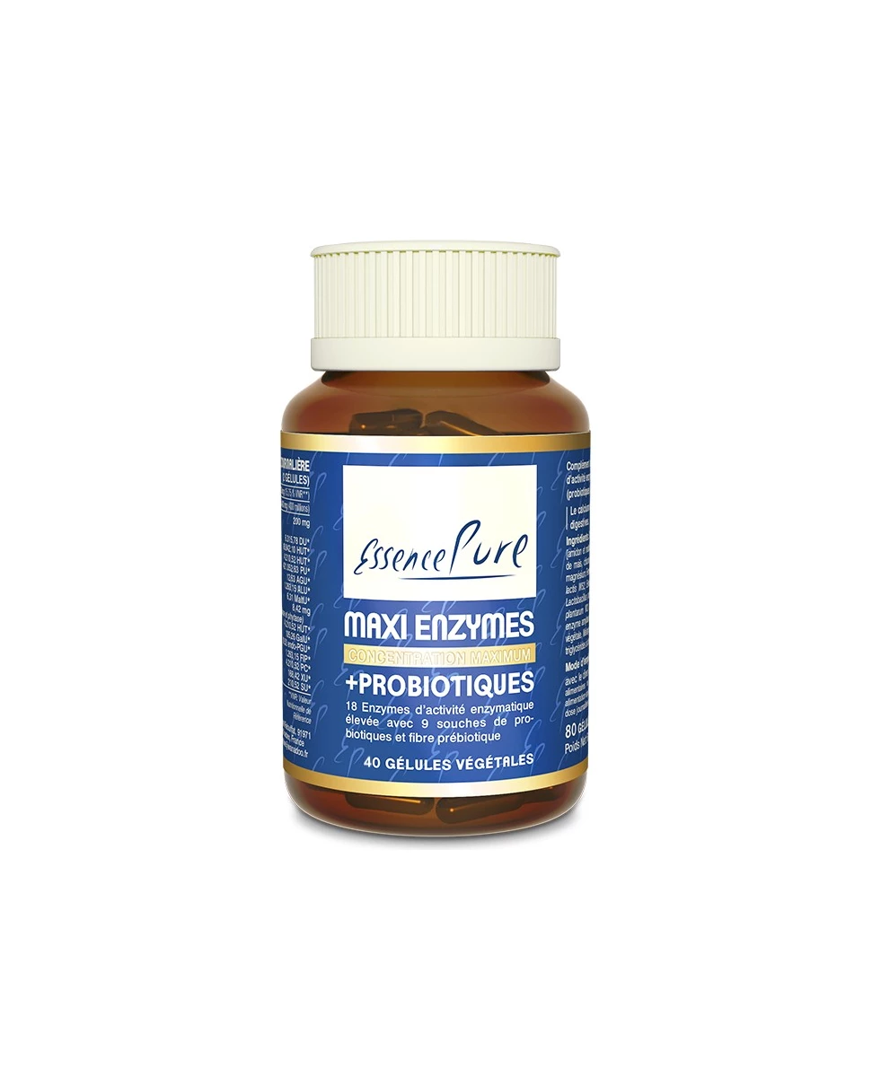 Maxi Enzymes + Probiotiques - 40 Gélules - Essence Pure