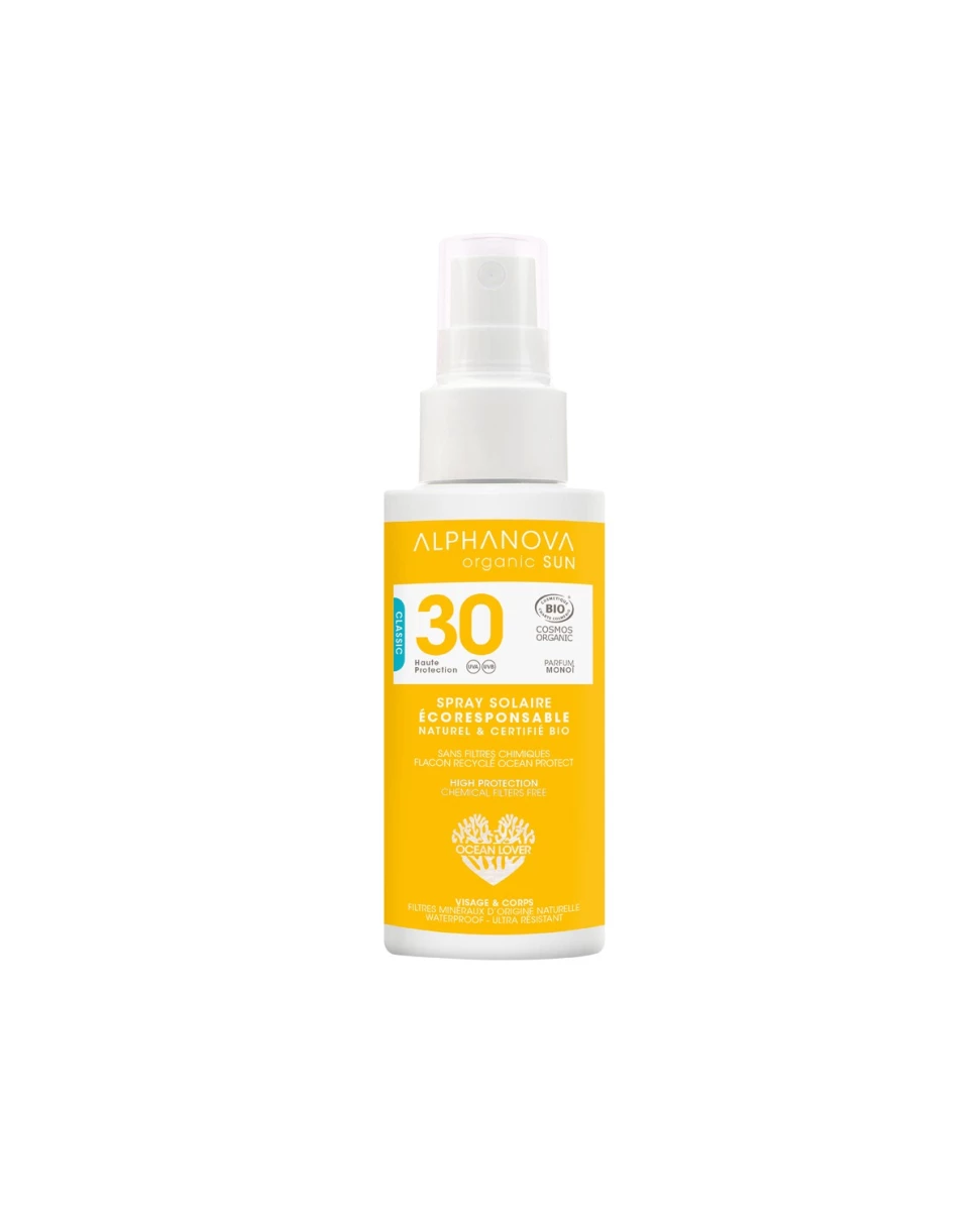 Spray Solaire Naturel et Bio Haute Protection SPF30 - 50gr - Alphanova