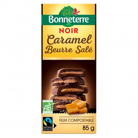 Chocolat Noir Caramel Beurre Salé - 85g - Bonneterre