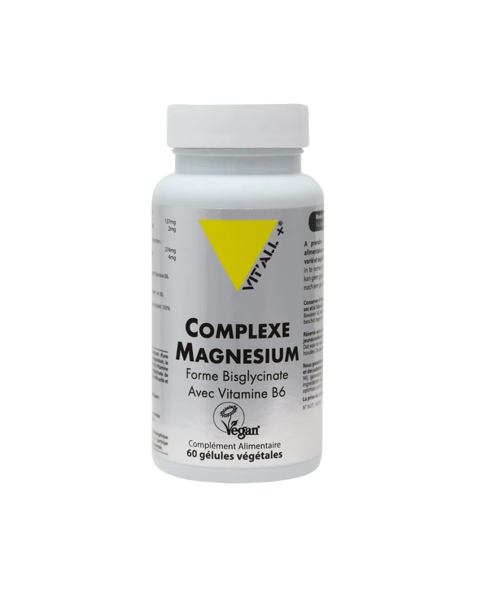 Complexe Magnesium Bisglycinate - 60 Gélules Végétale - Vit'All+