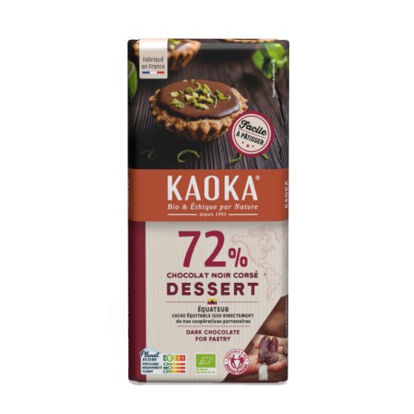 Chocolat Dessert Noir Corsé Bio 72% Cacao - 200g - KAOKA