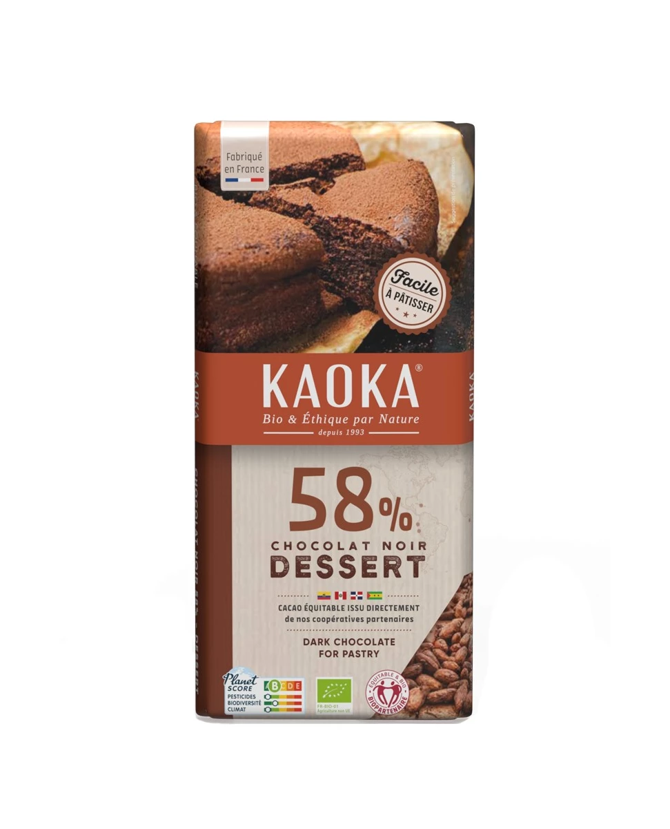 Chocolat Dessert Noir Bio 58% Cacao - 200g - KAOKA