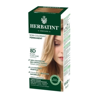 Coloration Cheveux Naturelle 8D Blond Clair Doré - 150ml - Herbatint