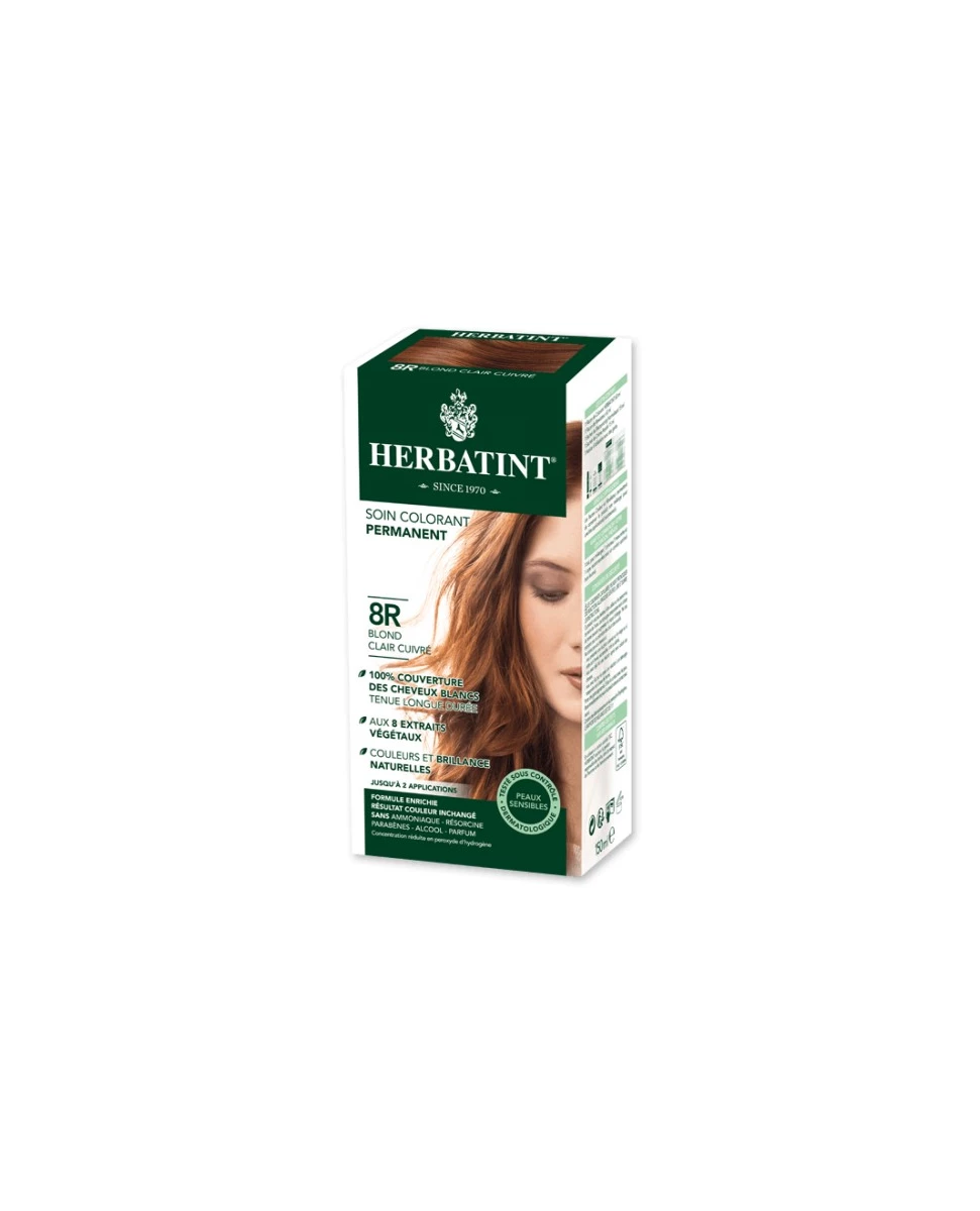 Coloration Cheveux Naturelle 8R Blond Clair Cuivré - 150ml - Herbatint