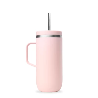 Cold Cup Isotherme avec Anse Pastel Rose - 600ml - Qwetch