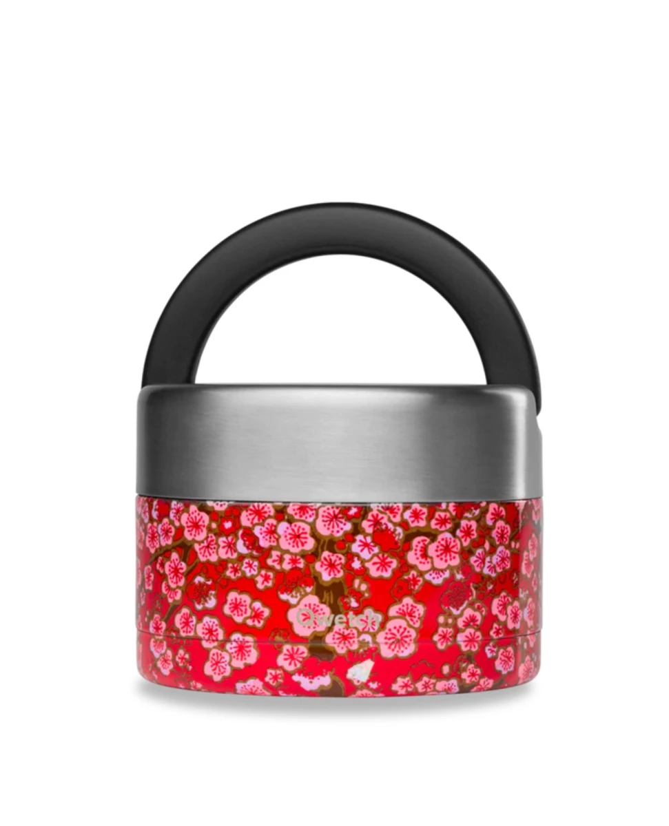 Boite Repas Poignée Isotherme Flowers Rouge - 650ml - Qwetch