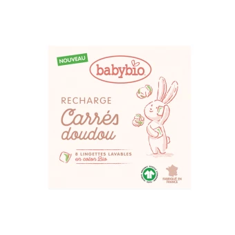 Recharge Carrés Doudou Lingettes Lavables Bio - 8 Lingettes - Babybio