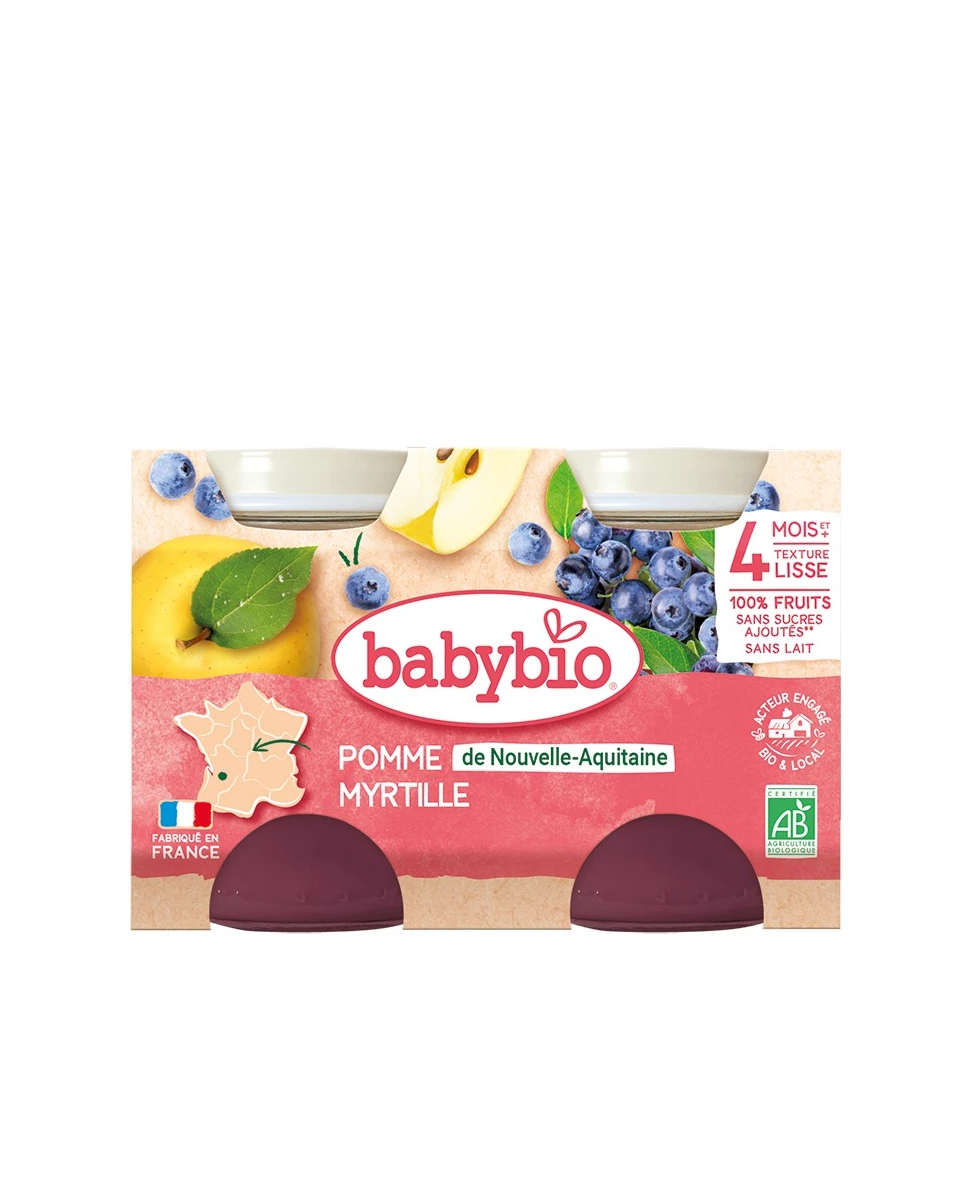 Petits Pots Pommes Myrtilles - 2x130g - Babybio