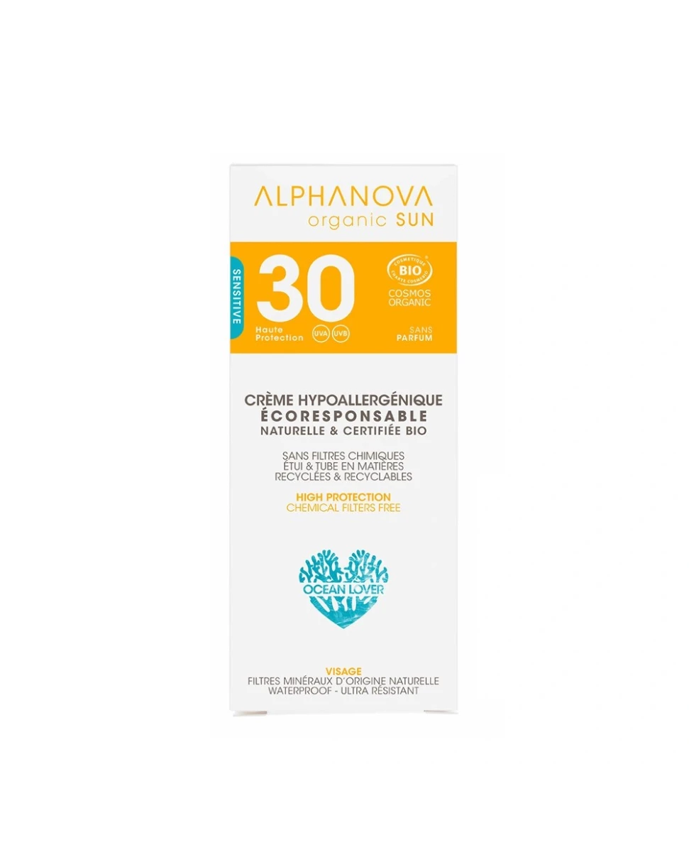 Crème Solaire Bio Hypoallergénique SPF30 - 50g - Alphanova