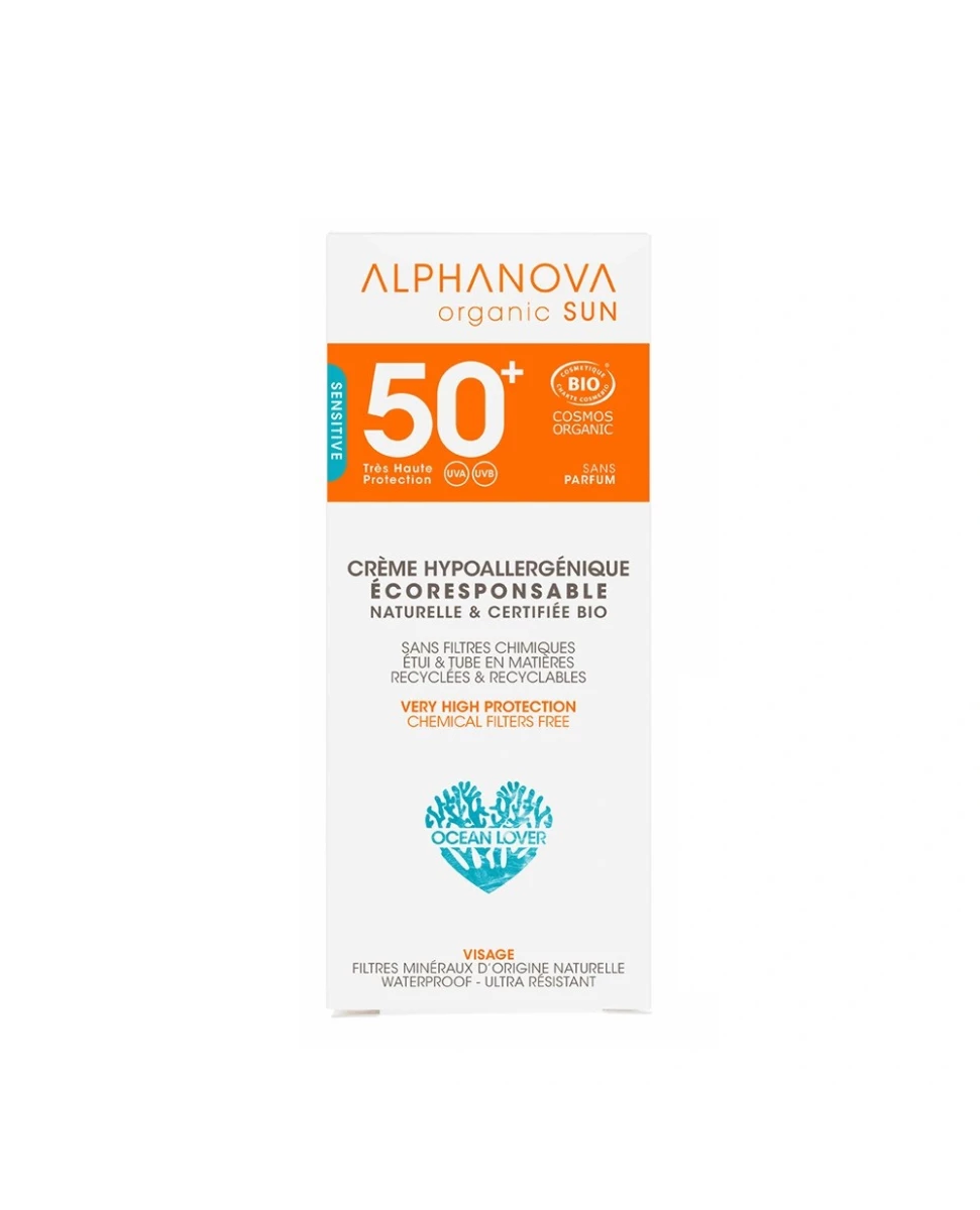 Crème Solaire Bio Hypoallergénique SPF50+ - 50g - Alphanova