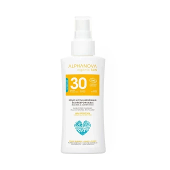 Spray Solaire Bio Hypoallergénique SPF30 Format Voyage - 90g - Alphanova