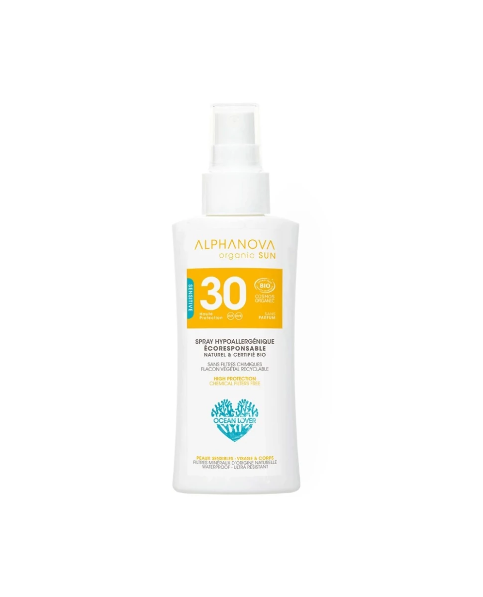 Spray Solaire Bio Hypoallergénique SPF30 Format Voyage - 90g - Alphanova