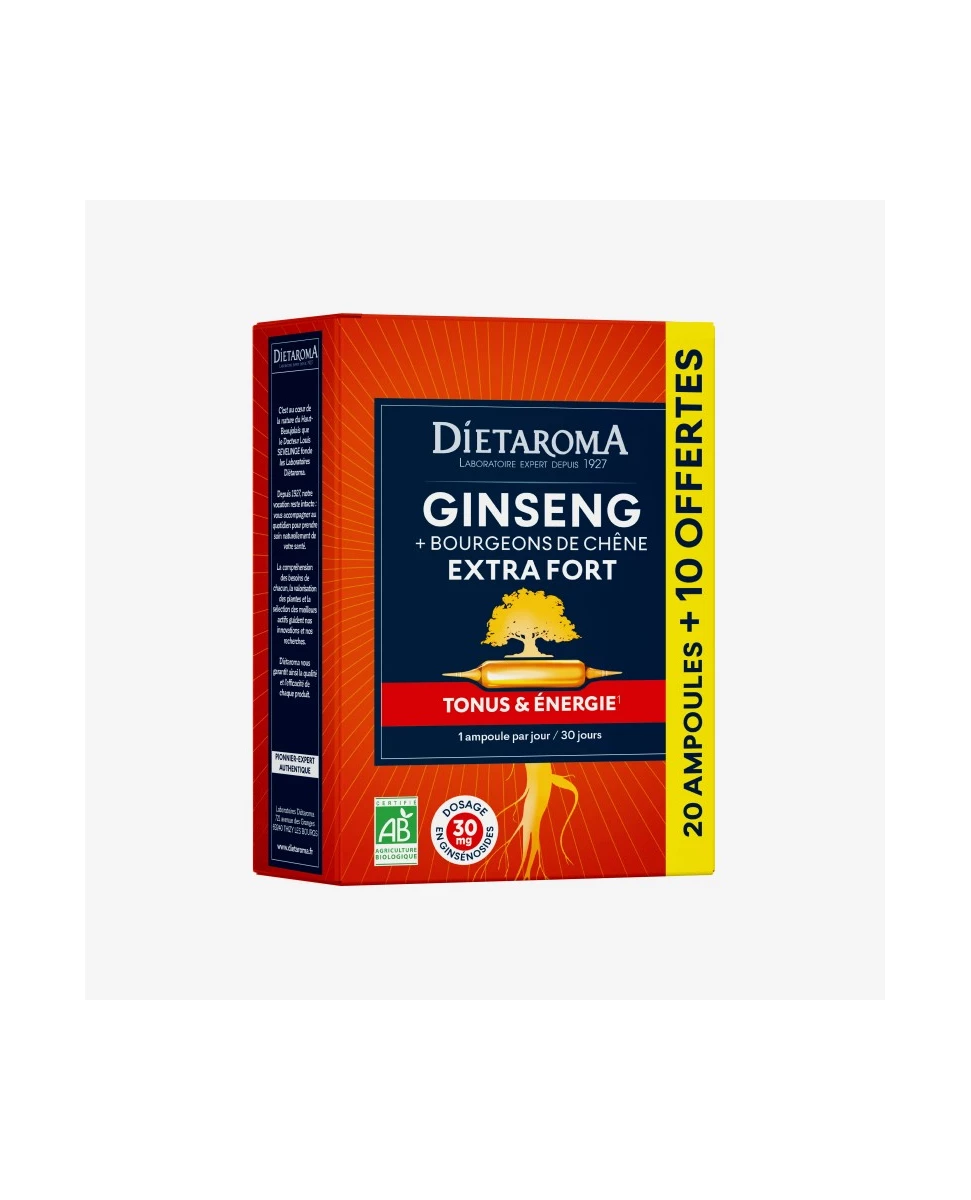 Ginseng Extra Fort - 20 ampoules + 10 Offertes - Dietaroma