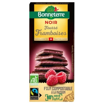 Chocolat Noir Fourré Framboise – 100g - Bonneterre