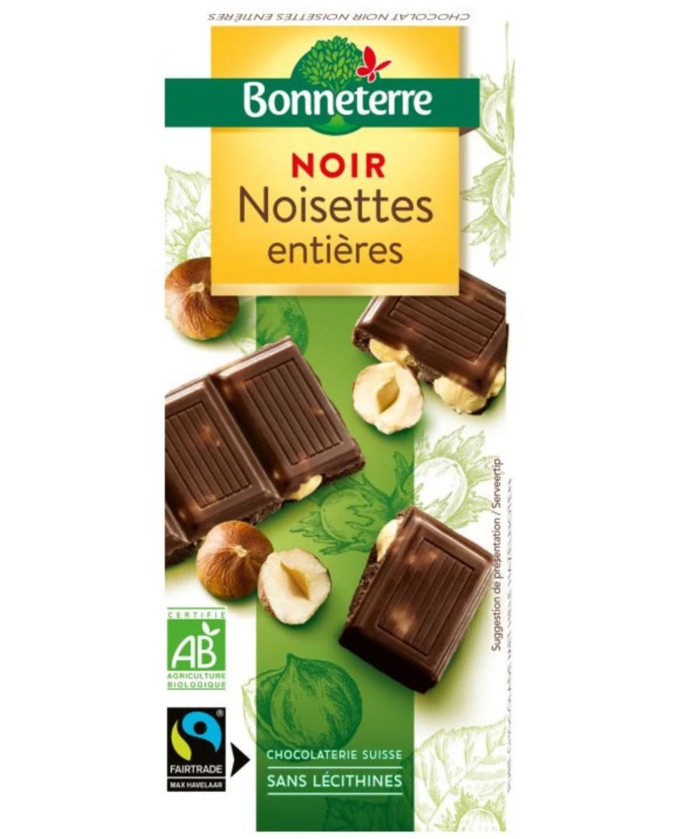 Chocolat Noir Noisettes Entières - 200g - Bonneterre