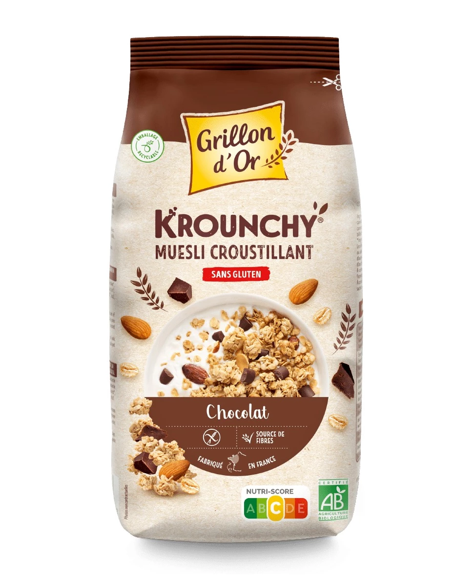 Krounchy Chocolat Avoine Sans Gluten - 500g - Grillon d'Or