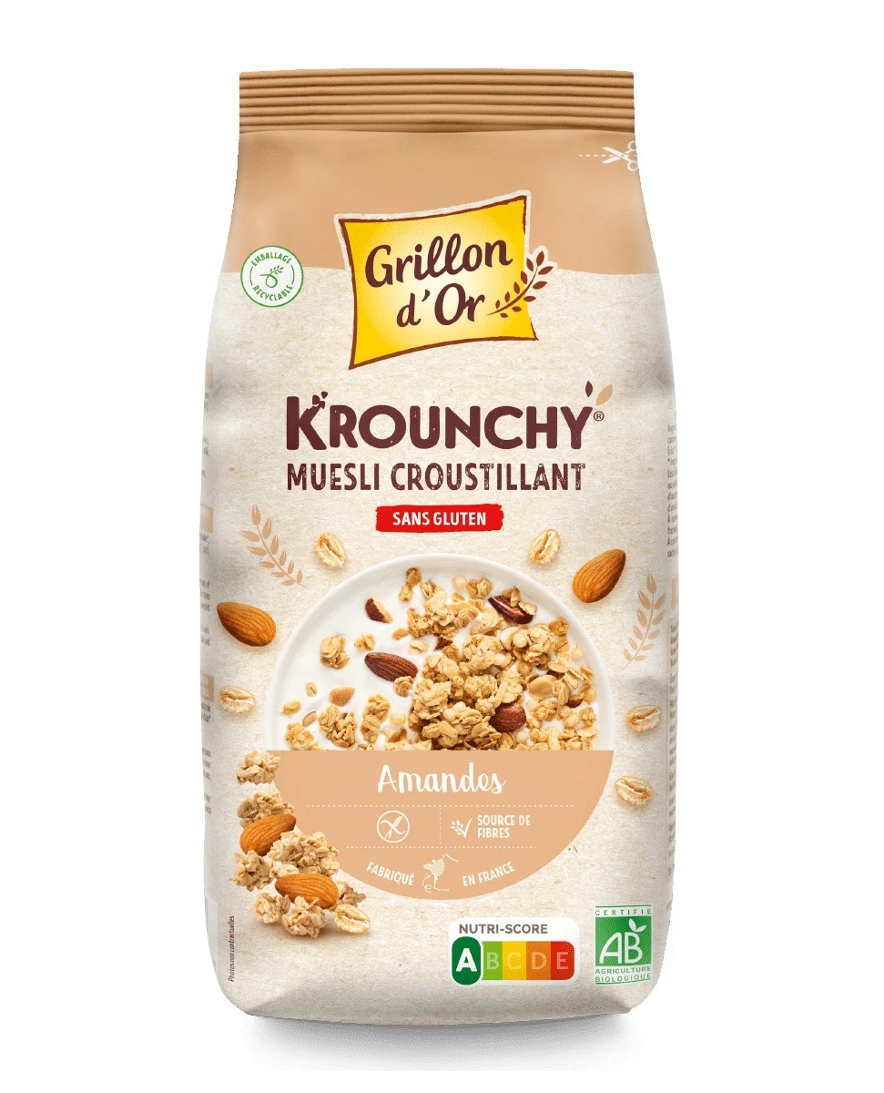Krounchy Amande Avoine Sans Gluten - 500g - Grillon d'Or